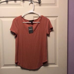 NWT, forever, 21 blush pink ribbed, scoop, neck tee
